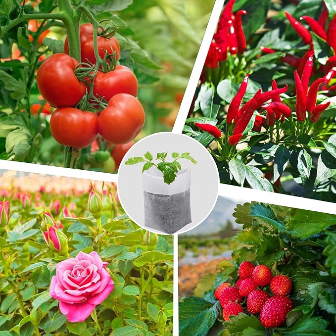 Cosweet 11.6''H Deep Nursery Grow Bags, Non-Woven Fabric Planting Pots for Indoor and Outdoor Garden Growing Seedlings Vegetables Flowers Fruits (60 PCS) Cosweet