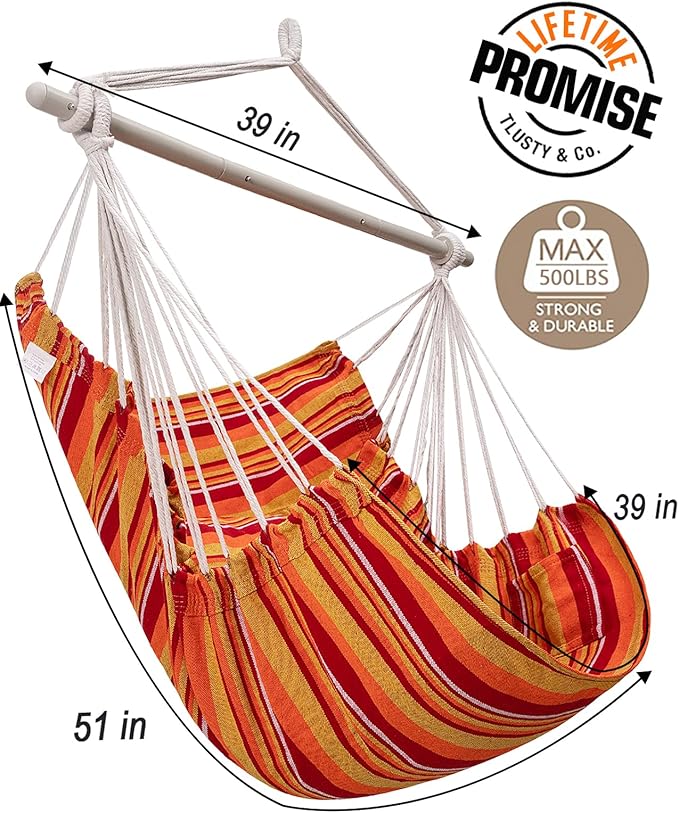 Miztli Hammock Chair with Hanging Chair Cover – Max 500 Lbs, Steel Spreader Bar with Anti-Slip Rings, Comfortable Indoor & Outdoor Hanging Chair – Includes Protective Waterproof Cover (57x45.5 in) MIZTLI