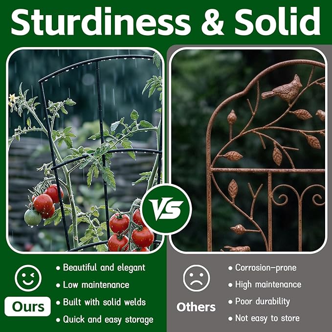 4 Pack 56'' Indoor Plant Trellis for Potted Plants Climbing Outdoor Metal Garden Trellis Houseplants Flowers Vine Ivy,Fan Shape, Black ThealynGardens