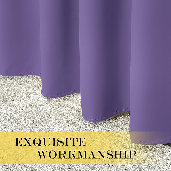 NICETOWN Blackout 108 inch Curtains for Sliding Glass Door, Grommet Thermal Insulated Room Darkening Window Treatment Sound Reducing Drapes for Room Divider, 1 Panel, W52 x L108, Lilac Purple NICETOWN