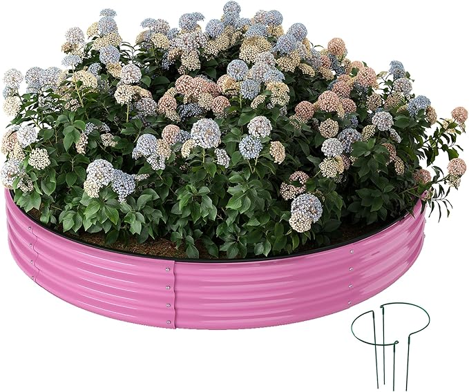 Galvanized Metal Planter Round Raised Garden Bed Kit for Gardening Outdoor，3x3x1ft Grow Garden Box Raised Flower Bed，Round Galvanized Planter Outdoor Large Metal Fire Pit Ring ZFHgarden