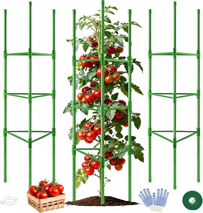 WAENLIR 3-Pack Tomato Cage for Garden, Up to 51 Inch Tomato Trellis for Raised Garden Bed, Plant Stakes for Pots, Durable Tomato Plant Support Garden Stakes for Climbing Plants (Green, 51 inch 3 Pack) WAENLIR