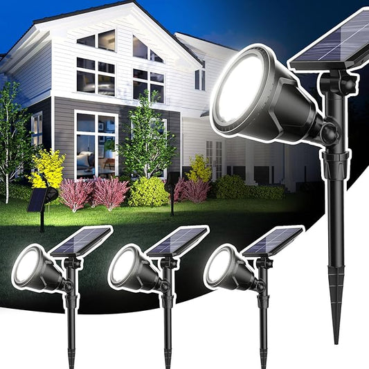 ROSHWEY Solar Outdoor Lights, Waterproof Solar Yard Lights 600LM Spot Light Outdoor for Tree Pathway Walkway Driveway Patio (Cool White, 4Pack) ROSHWEY