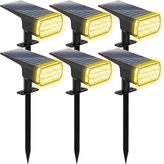 Solar Lights Outdoor Waterproof, 3 Lighting Modes Solar Spot Lights Outdoor, LED Solar Spotlights, Ultra Bright Dusk-to-Dawn Uplights for Garden, Landscape, Yard, Pathway, IP65, Auto On/Off Chasikeo