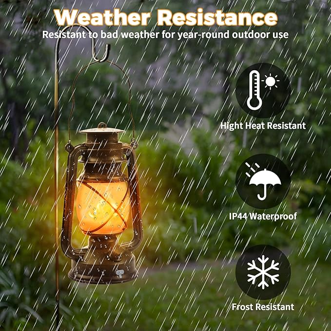 2 Pack Bronze Vintage 4 Modes Light LED Lanterns，Rechargeable Dancing Flame Lanterns Decorative Outdoor&Indoor, Remote Control Waterproof Hanging Lights for Camping,Patio Garden Pathway Wondrastical