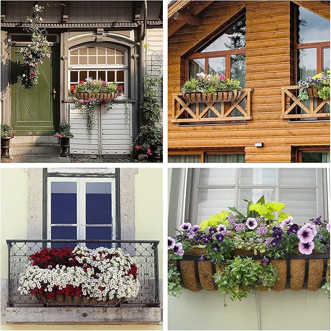 2 Pcs Garden Coconut Planter Liner - Preformed Window Box Natural Trough Coco Coir Mats (36 Inch) boUod