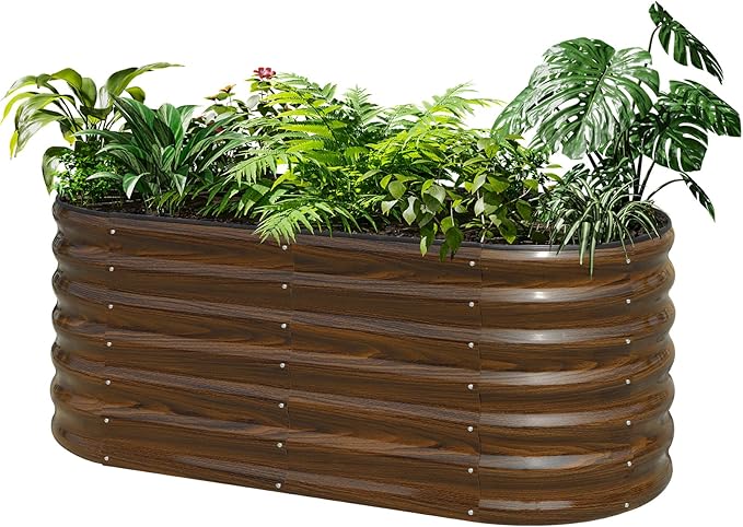 SnugNiture Galvanized Steel Raised Garden Bed Kit, 4x2x2 ft Large Metal Planter Box Outdoor for Gardening Vegetables, Flowers and Fruits snugniture