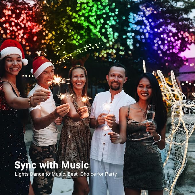 Brizled Color Changing RGB Christmas Lights, 66ft 200 LED Easter String Lights Music Sync, 120+ Modes Remote Dimmable Outdoor Mini Tree Light Indoor Plugin for St Patrick's Day Xmas Halloween Brizled