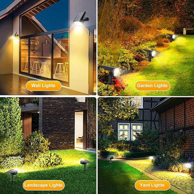 Fabrito 72 LEDs Solar Spot Lights Outdoor Waterproof, 3 Modes Landscape Spotlights, Dusk to Dawn Solar Powered Flood Wall Lights for Outside, Solar Garden Lights for Yard Porch 10 Pack (Warm White) Fabrito