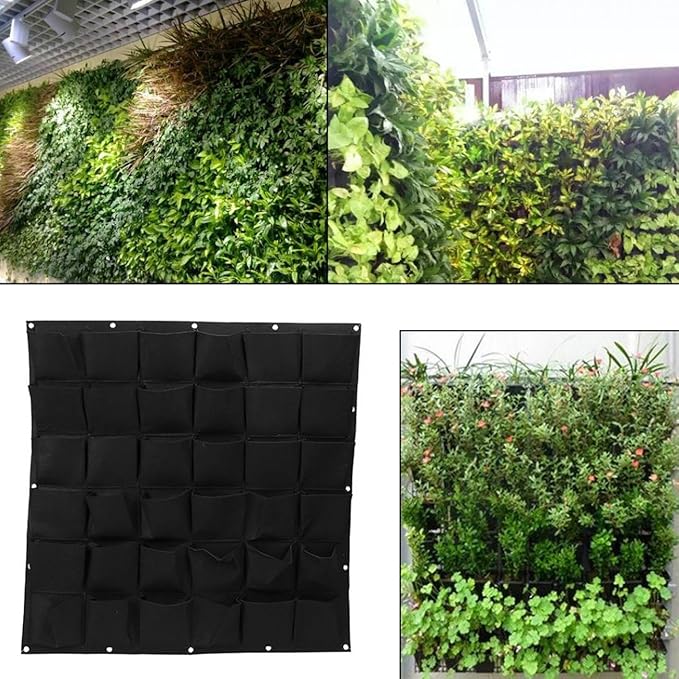 Ogrmar 36 Pockets Vertical Wall Garden Planter Plant Grow Bag for Flower Vegetable for Indoor/Outdoor (36 Pockets, Black) Ogrmar
