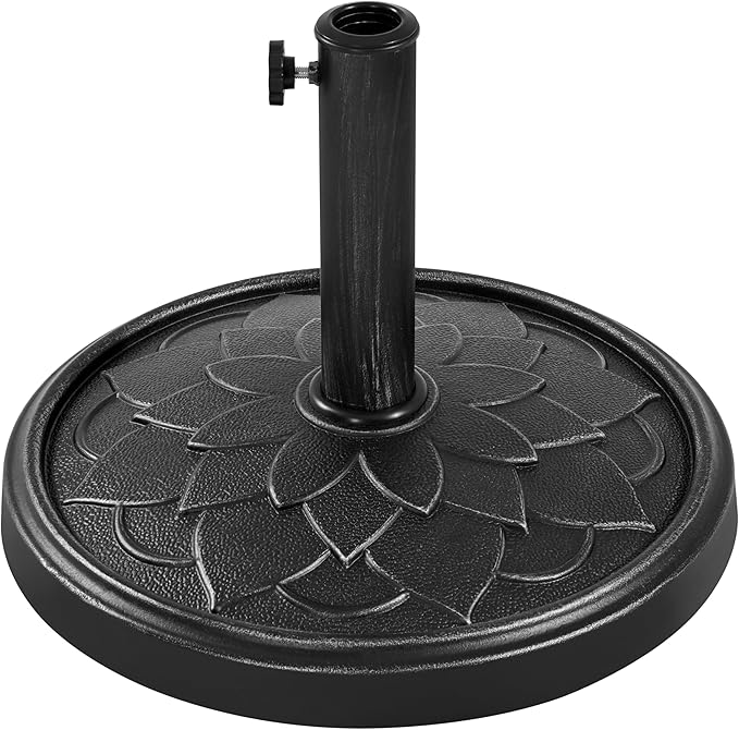 Yaheetech 18'' Umbrella Base 26.5lbs Heavy Duty Patio Umbrella Stand, Round Umbrella Base Stand, Resin Umbrella Holder for Outdoor, Garden, Yard, Black Yaheetech