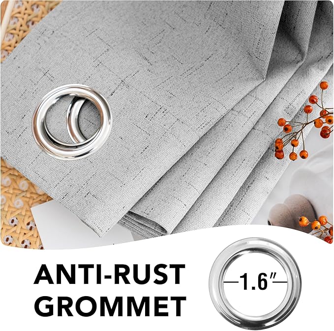 H.VERSAILTEX 100% Blackout Curtains for Bedroom Thermal Insulated Linen Textured Curtains Heat and Full Light Blocking Drapes Living Room Curtains 2 Panel Sets, 42x54 Inch, Glacier Gray HVERSAILTEX