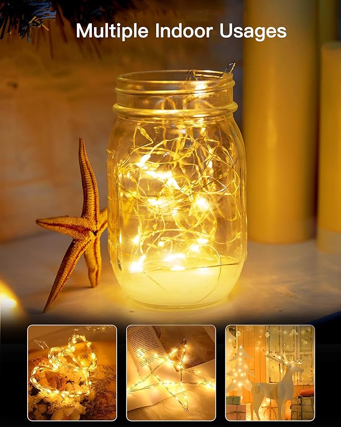 Brightown Solar String Lights, 2 Packs Total 66Ft 200 LED Solar Fairy Lights with 8 Modes, Waterproof Solar Lights for Outside Patio Yard Tree Wedding Christmas(Warm White) Brightown