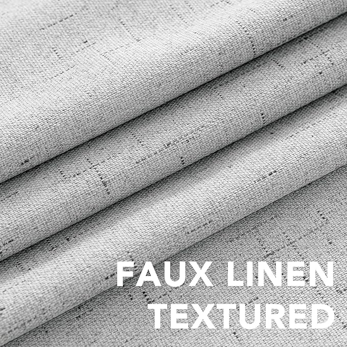 H.VERSAILTEX Linen Curtains 100% Blackout Curtains for Bedroom 102 inch Long Full Light Blocking Nature Linen Blended Window Curtains for Living Room Nickel Grommet (2 Panels, Glacier Gray) HVERSAILTEX