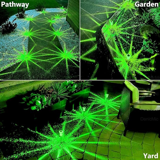 DenicMic St Patricks Day Decorations Solar Lights Outdoor 10 Pack Waterproof Green LED Stainless Steel Stake Outside Lights for Yard Pathway Garden Driveway Walkway Landscape Path Lighting Denicmic