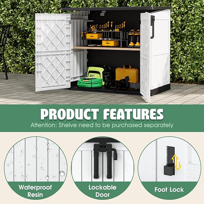 LHBcraft Outdoor Storage Cabinet 36 Cu Ft with Lockable Doors, Portable Horizontal Resin Storage Shed -Easy to Assemble, Waterproof Outdoor Storage Box for Backyards,Patios LHBcraft-US