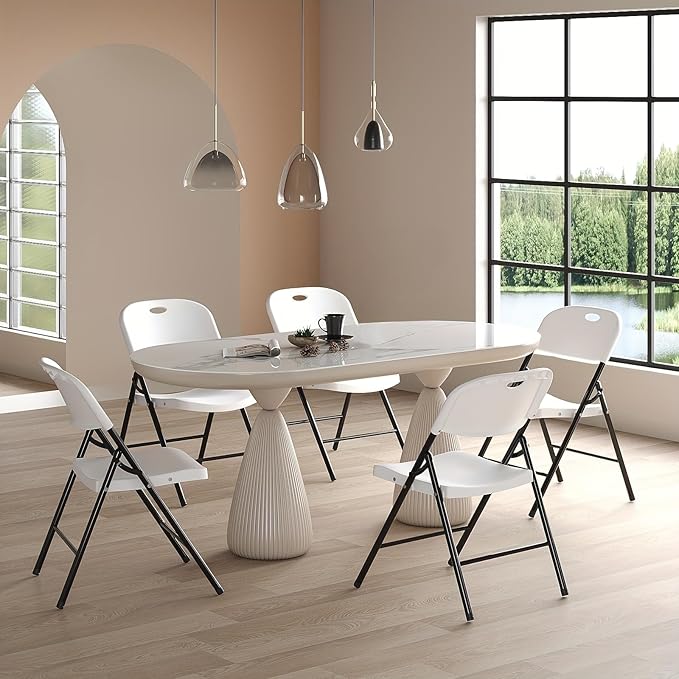 Nazhura 350 Weight Limit Heavy Duty Plastic Folding Chair with Reinfoced Steel Frame for Indoor and Outdoor, Wedding, Party, Restaurant, Meeting Room, Patio and Garden (White, 10 Pack) NazhuraGoodCompanionAtHome