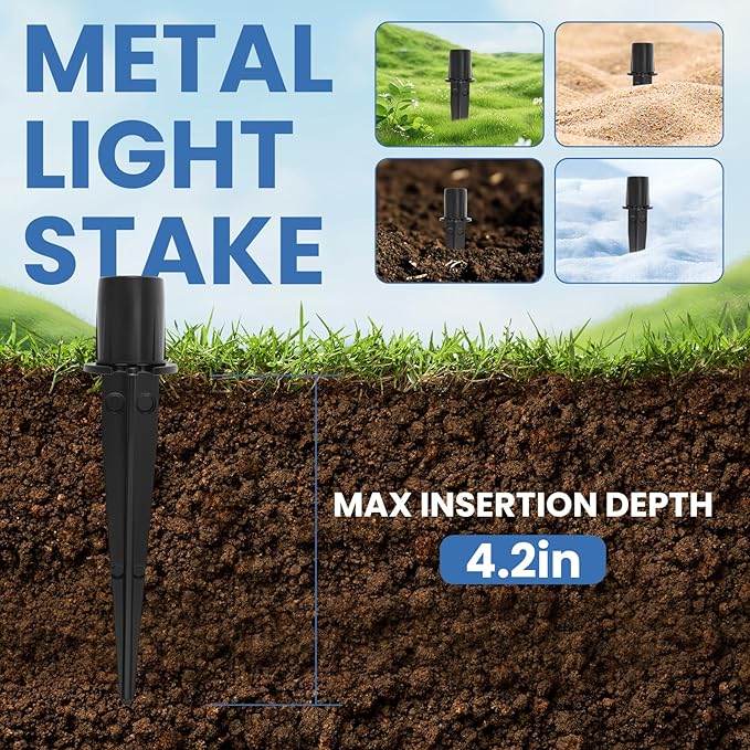 12 Sets Metal Replacement Stakes for Solar Lights, 0.78" x 5.35" Solar Outdoor Ground Spikes for Pathway Lights, Garden Landscape, Yard & Patio Lamps Rootora