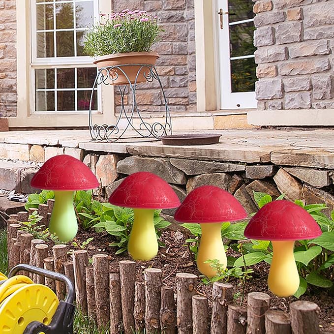 Solar Mushroom Lights Garden Decor 8 Red Crack Mushrooms Outdoor Decor Stake Lights, Waterproof Solar Pathway Light Gardening Gifts for Landscape Easter Gnomes Yard Halloween Christmas Decorations Viewpick