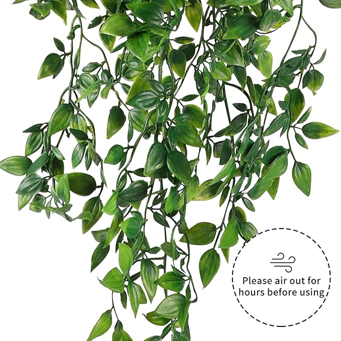 Whonline 2pcs Fake Hanging Plants, Artificial Potted Plants for Indoor Outdoor Aesthetic Office Living Room Shelf Decor WHONLINE