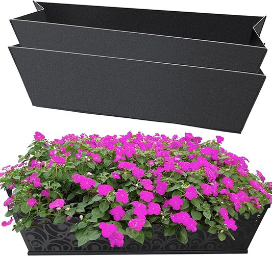 2PCS 30Inch Rectangle Window Box Liner Felt Planter Basket Liner Insert Black Plant Container Liners Non Woven Fabric Liner for Garden Fence Wall Railing Hanging Flower Pot - Avoid Bird Nesting Fantang