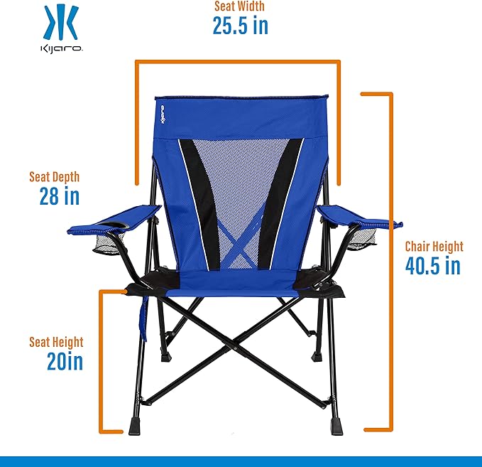 Kijaro XXL Dual Lock Portable Camping Chair - Supports Up to 400lbs - Enjoy The Outdoors in a Versatile Folding Sports & Outdoor Chair Kijaro