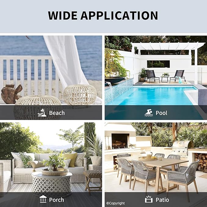 Water Proof Outside Curtains with Grommet Top for Porch, W52 x L120 Thermal Insulated Washable Light Block Outdoor Divider Drapes for Patio Gazebo Deck Pool Area Pergola Cabana (2 Panels) DivaenCamino