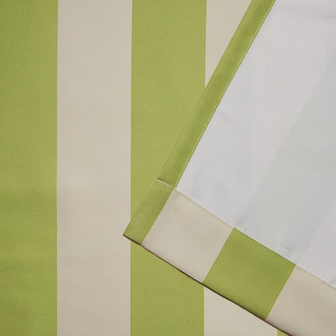 Exclusive Home Canopy Stripe Indoor/Outdoor Grommet Top Curtain Panel, 54"x96", Kiwi / Sand, Set of 2 Exclusive+Home