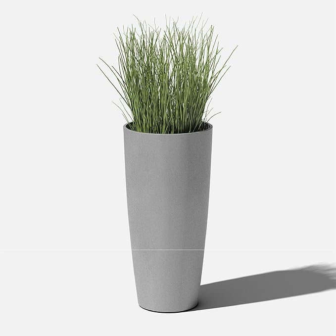 Veradek Mason Series Vega Planter - Round Tall Planter for Indoor or Outdoor Porch/Patio | Made from Plastic-Stone Composite with Drainage Holes | Modern Décor for, Flowers, Interior Plants VeradekOutdoor