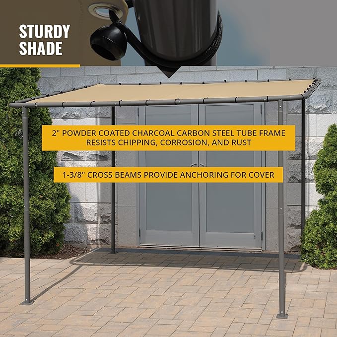 ShelterLogic 10' x 6' Solano Gazebo Canopy Charcoal Carbon Steel Frame and Water-Resistant and Sun Protection Tan Cover ShelterLogic