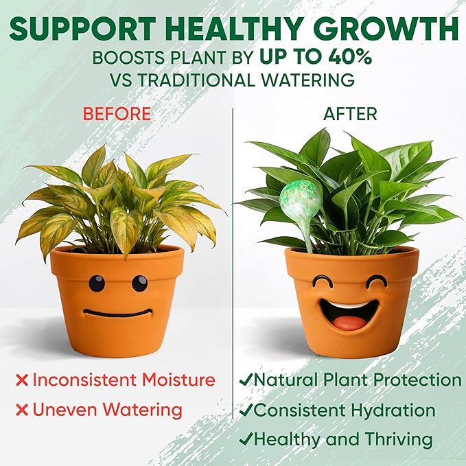 Plant Watering Globes Set of 2 - Small Self Watering Globes for Indoor & Outdoor Plants - Multicolored, Automatic, Glass Watering Bulbs for Daily Use, Plant Watering Devices MissionGallery