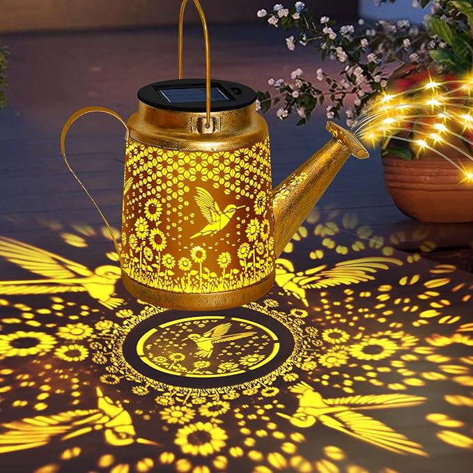 Hummingbird Solar Watering Can Lights, Outdoor Waterproof Garden Lanterns with Shepherd Hook, Solar Garden Decor for Yard Outdoor Landscape Pathway, Gift for Women Mom Grandma Christmas Gifts, 2 Pack OSTRITEC