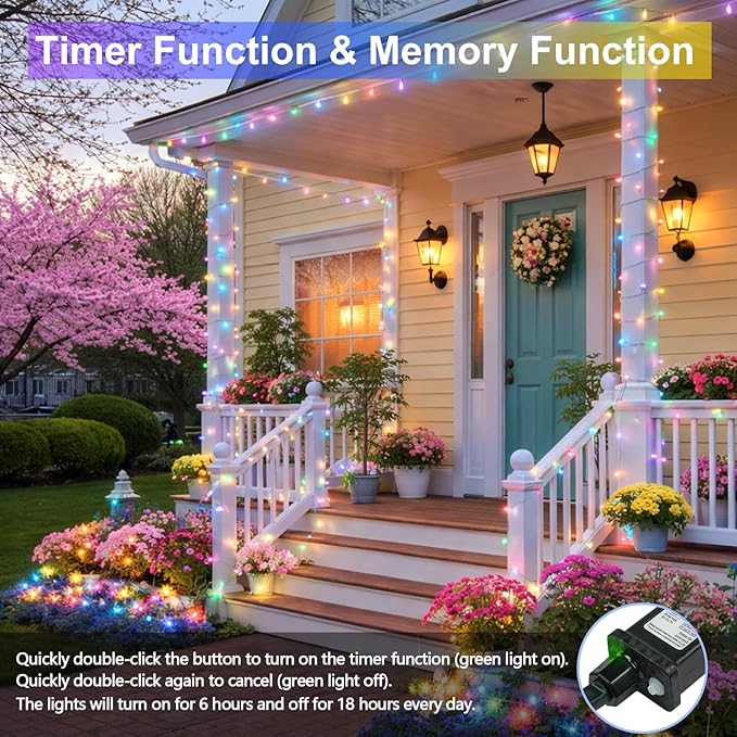 Connectable 200 LED Easter Lights Indoor Outdoor with Timer, 66FT 13 Modes Easter Pastel Lights Multicolor Lights, Waterproof Twinkle Fairy Lights Plug in Clear Wire for Christmas Bedroom Easter Decor SANJICHA