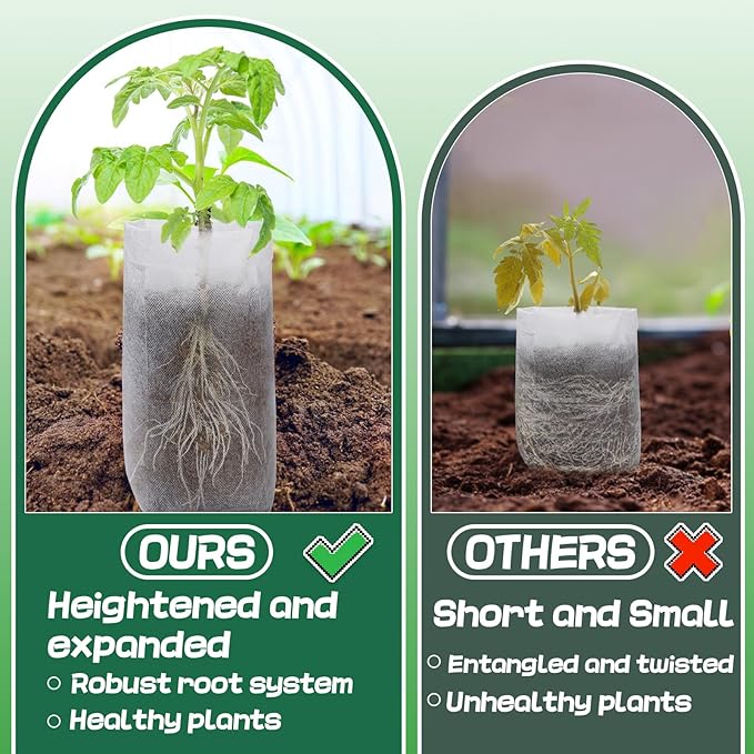 Cosweet 13.5''H Deep Nursery Grow Bags, Biodegradable Non-Woven Fabric Planting Pots for Indoor and Outdoor Garden Growing Seedlings Vegetables Flowers Fruits (60 PCS) Cosweet