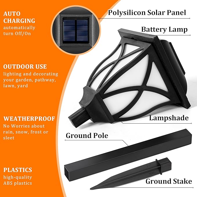 GIGALUMI Solar Lights Outdoor Waterproof, 8 Pack Flickering Flame LED Lights, Garden Decor for Yard, Patio, Landscape, Planter, Walkway GIGALUMI