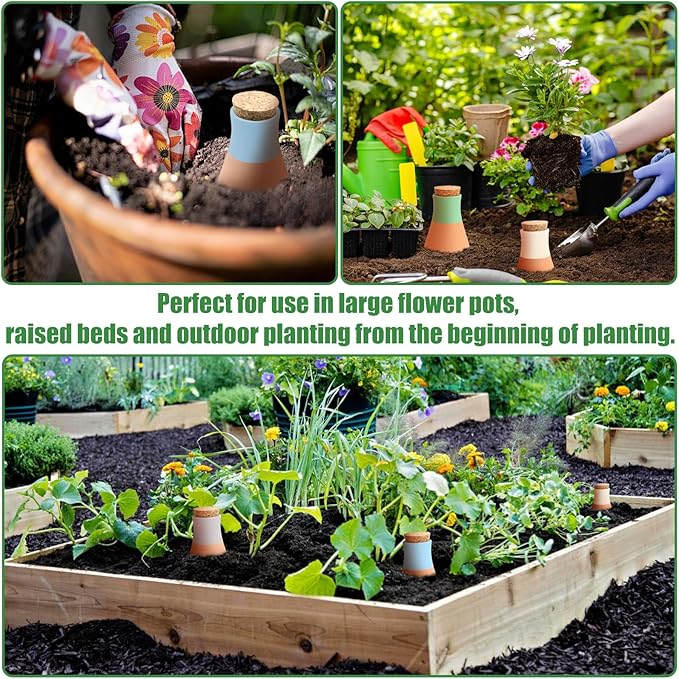 4PCS Terracotta Watering Spikes, Ollas Self Watering Globes, Slow Release Self Watering Planter Insert, Plant Watering Globes for Indoor and Outdoor Plants Rootora