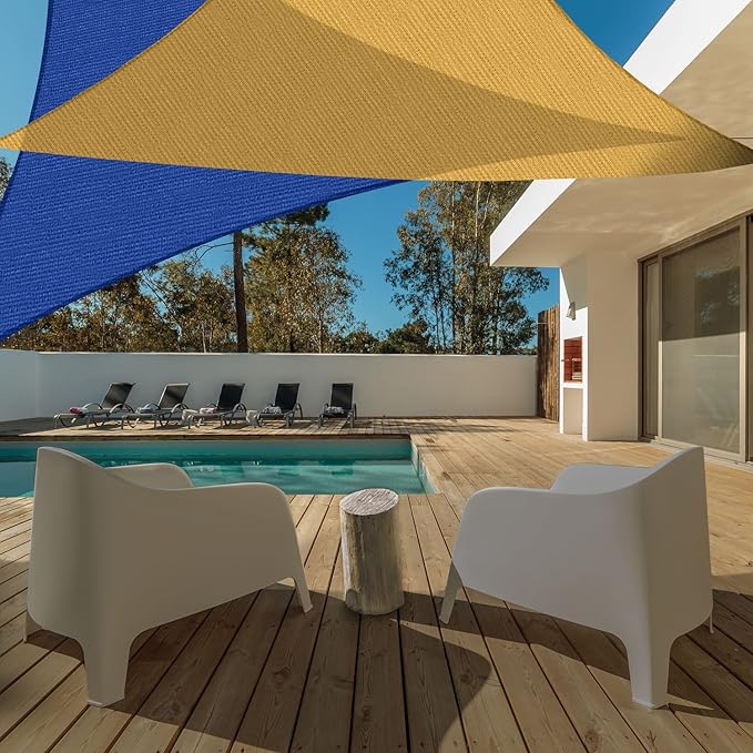 AsterOutdoor Sun Shade Sail Triangle 10' x 10' x 10' UV Block Canopy for Patio Backyard Lawn Garden Outdoor Activities, Cream AsterOutdoor