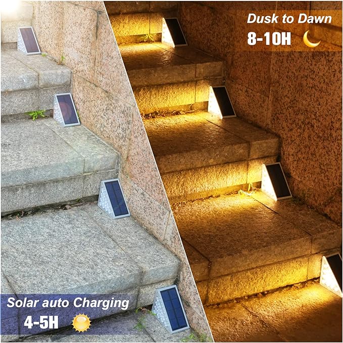 VOLISUN Solar Stair Lights 24 Pack, Solar Step Lights Outdoor Waterproof IP67, LED Outdoor Step Light VOLISUN