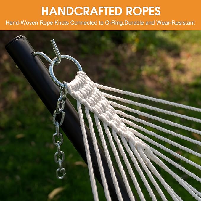 Lazy Daze Hammocks 11 FT Double Outside Hammock Quick Dry Olefin Fabric Hammock with Spreader Bar & Side Pocket for Outdoor Poolside Backyard 450 lbs Capacity, Khaki LazyDazeHammocks