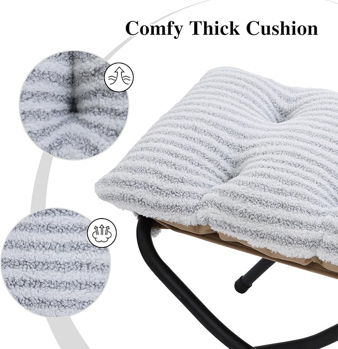 15"(H) Folding Ottoman, Foldable Footrest Stool, Portable Small Foot Stool for Couch, Collapsible Foot Rest Ottoman for Sofa, Accent Padded Ottomans for Living Room, Bedroom, Stripe Grey MordchilHF