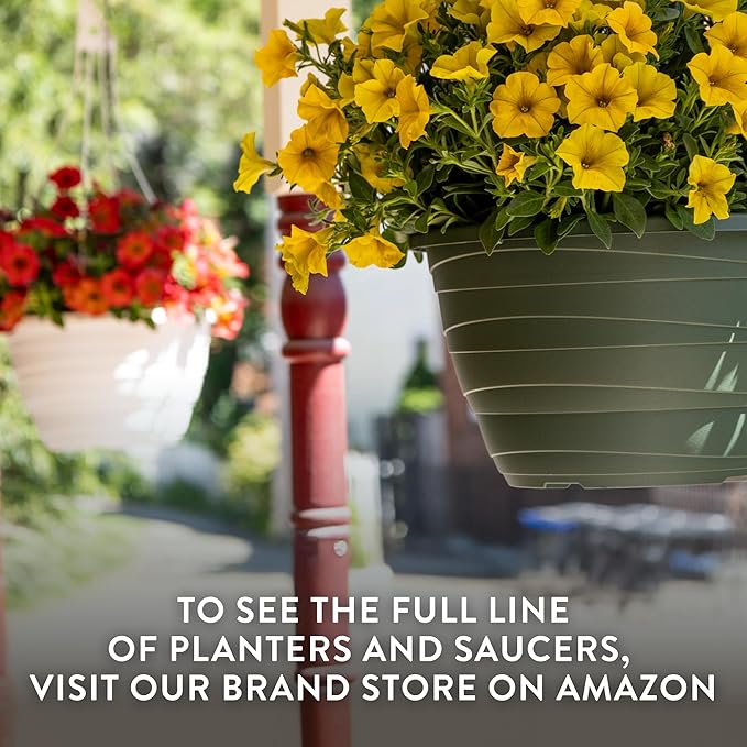 The HC Companies 11 Inch Wrapt Hanging Planters, Lightweight UV-Resistant Plastic Hanging Planters for Indoor & Outdoor Plants, 2-Pack Hanging Flower Pots for Garden, Patio & Home Decor, Pepperstone TheHCCompanies