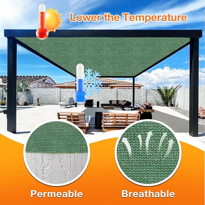 Artpuch Outdoor Pergola Shade Cover 7' X 12' Sun Shade Cloth with Grommets, 90% UV Protection Canopy Patio Privacy Screen (Customized Available) GN107, Green Artpuch