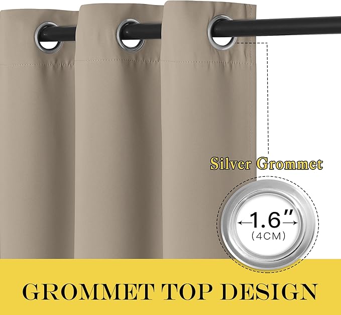 NICETOWN Blackout Doorway Curtain Drape 78 inch Long - Grommet Noise Reducing Thermal Insulated Solid Modern Window Treatments for Bedroom Closet (1 Panel, 52 x 78 Inch, Taupe) NICETOWN