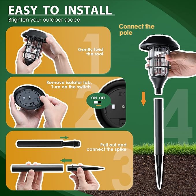 SOLPEX Solar Lights for Outside, Solar Outdoor Pathway Garden Lights Waterproof, Solar Powered Landscape Lighting for Yard, Garden, Pathway, Patio, Porch, Walkway, Driveway, 12 Pack(Cold White) Solpex