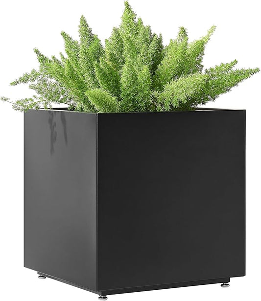 Large Metal Outdoor Planter Box 20Wx20Dx21.5H, Galvanized Steel Cube Planters for Outdoor Plants, Easy Assembly - 5mins Quick Install, Large Square Flower Pot for Patio, Deck, Garden, Yard, Black Foresland-MetalPlanter