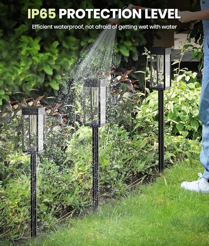 Solar Pathway Lights Outdoor, 6 Pack Solar Garden Lights Waterproof Bright LED Path Lights Solar Powered for Outside Yard Patio Lawn Walkway Driveway Decor Landscape Lighting (Cool White) NEWMESSI