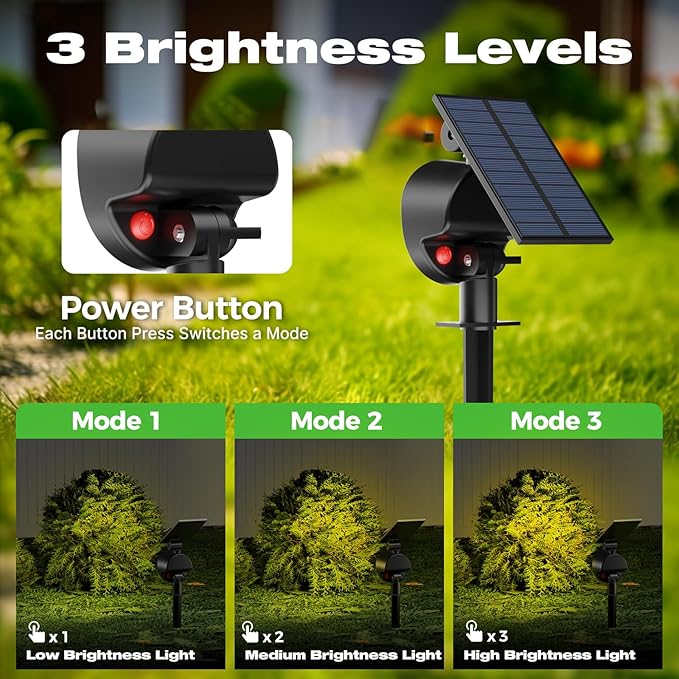 nipify 12 Pack Solar Spot Lights Outdoor Waterproof with 3 Modes, Solar Spotlight Light for Outside Yard Landscape Lighting Pathway Lights Wall,Warm White Nipify