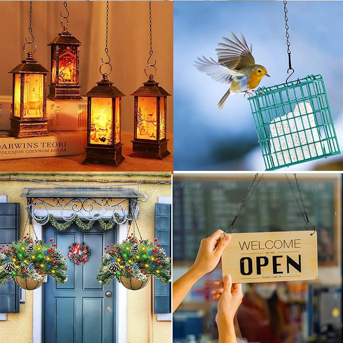 RIFNY 20 Inch Chain for Hanging Plants, Black Small Plant Chains for Hanging Baskets Kits with Hooks for Bird Feeders Planters Billboards Lanterns Wind Chimes Ornaments Outdoor Indoor Use (10 PCS) RIFNY