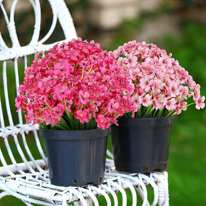 AGIRL 24 Bundles Artificial Flowers for Outdoor,No Fade Fake Plastic Flowers Faux Plants for Decoration Hanging Planters Indoor Outside Garden Porch Window Box Home Wedding Farmhouse AGIRL