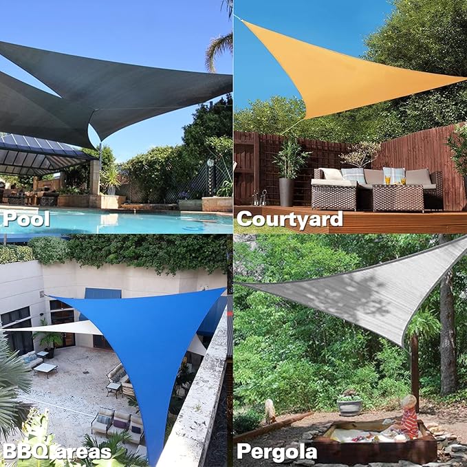 KANAGAWA Sun Shade Sail 12'x12'x17' Gray Triangle UV Block Canopy Awning Shelter Fabric Cloth Screen for Outdoor Patio Garden Backyard KANAGAWA
